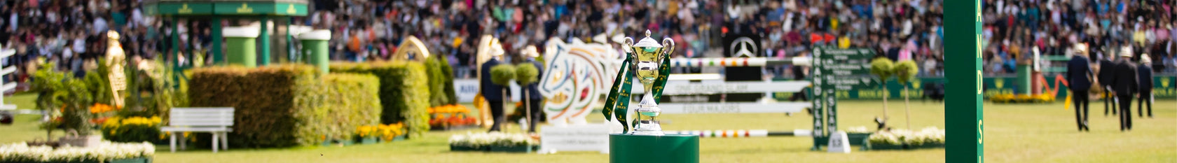 An equestrian trophy shown at competition at Spruce Meadows.