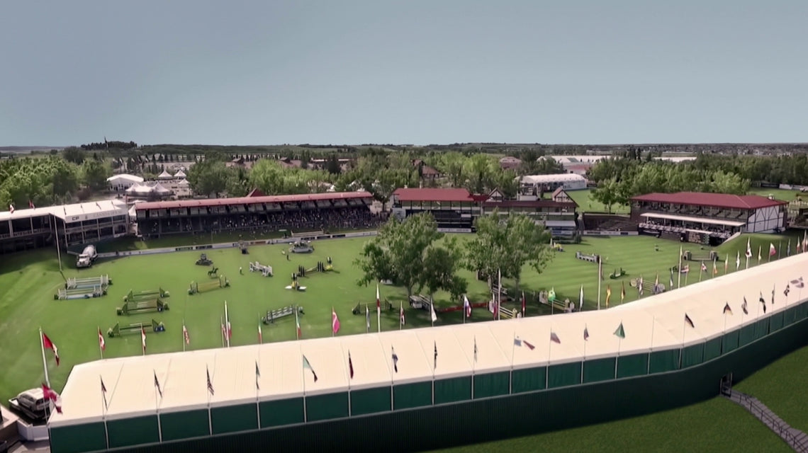 An overhead view of a Rolex equestrian competition.