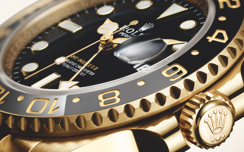 A close up of the Rolex GMT-Master II, ref #126718GRNR.