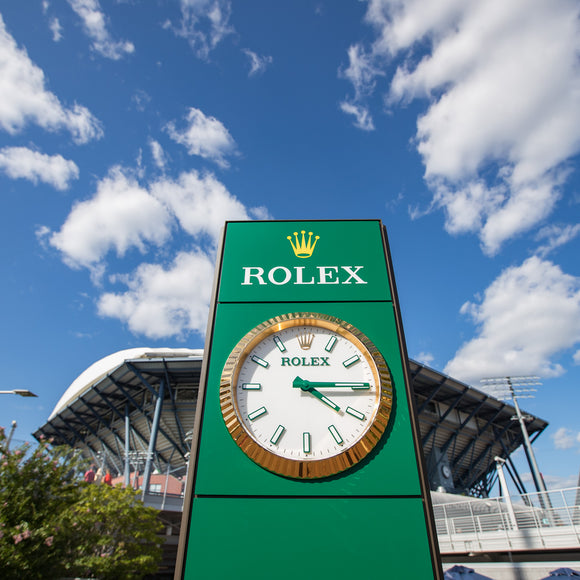 A Rolex clock at the US Open of tennis at Flushing Meadows.