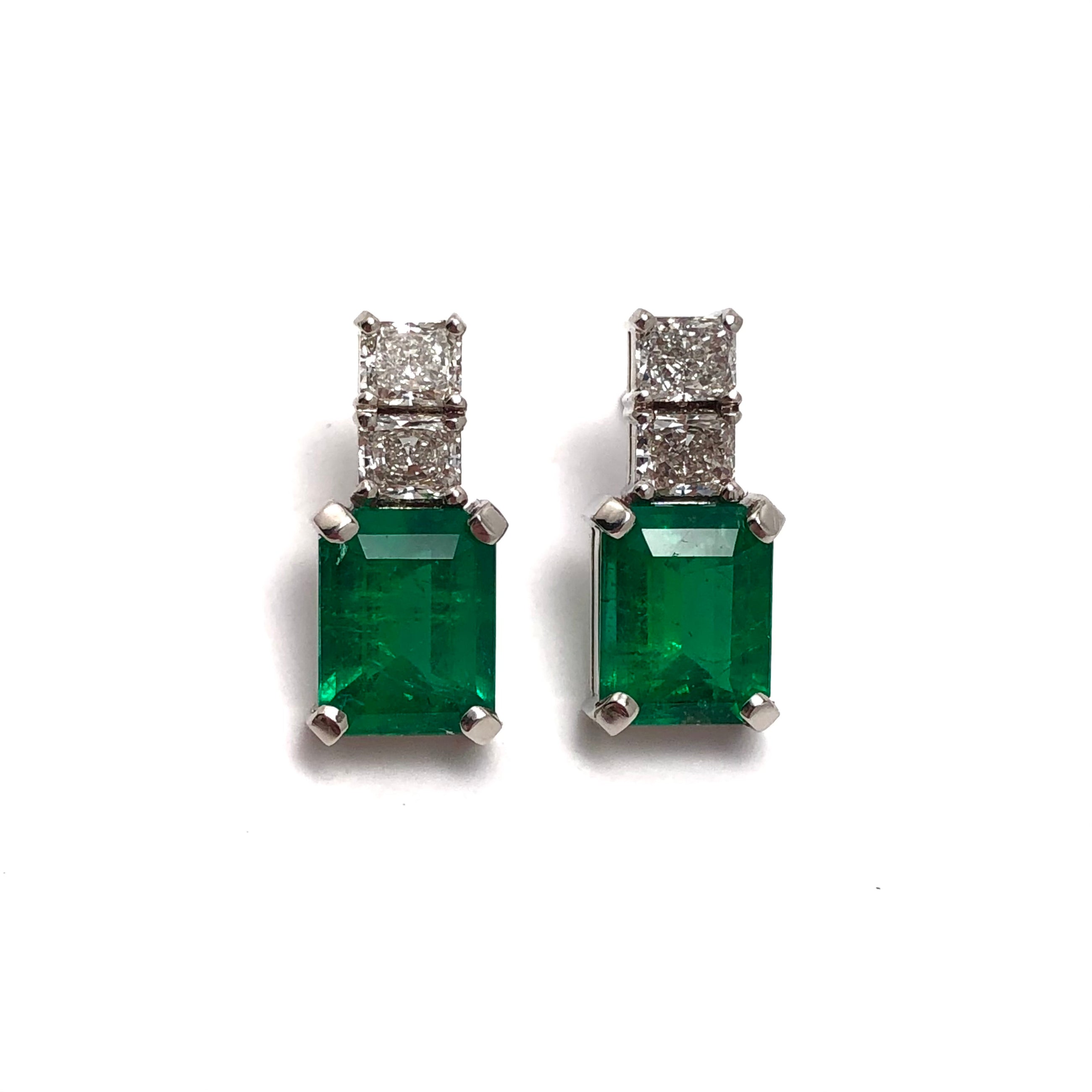 Platinum Emerald & Diamond Earrings