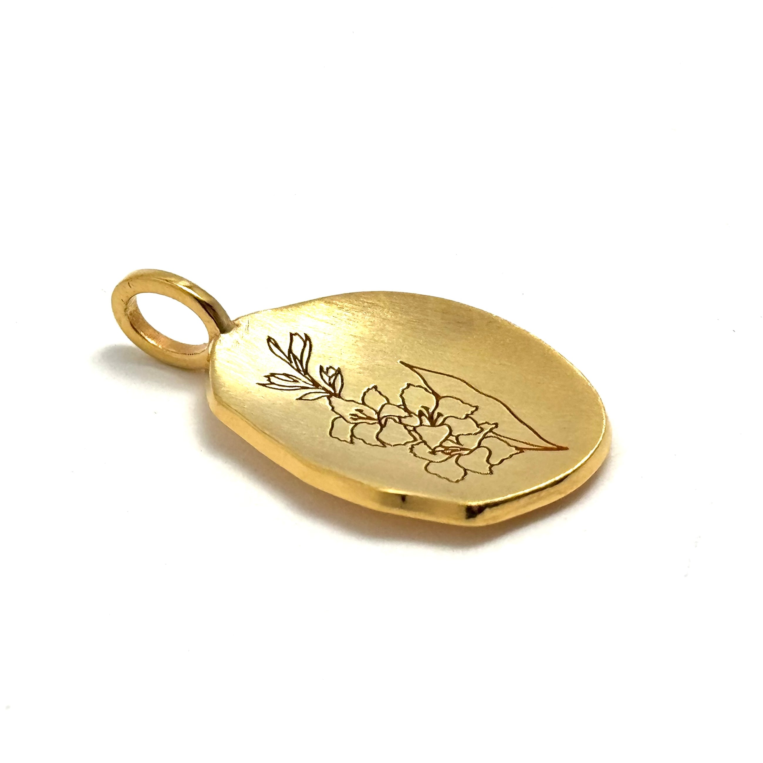 Custom Gold Plated Silver Organic Engraved Pendant