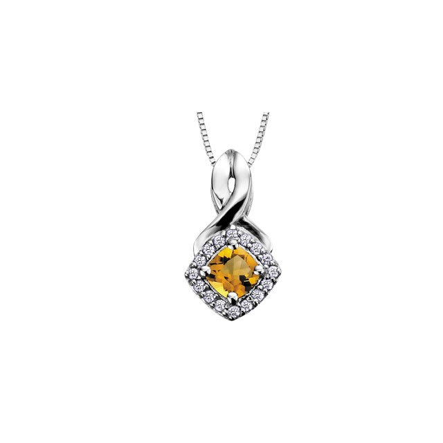 10KW White Gold Citrine and Diamond Necklace