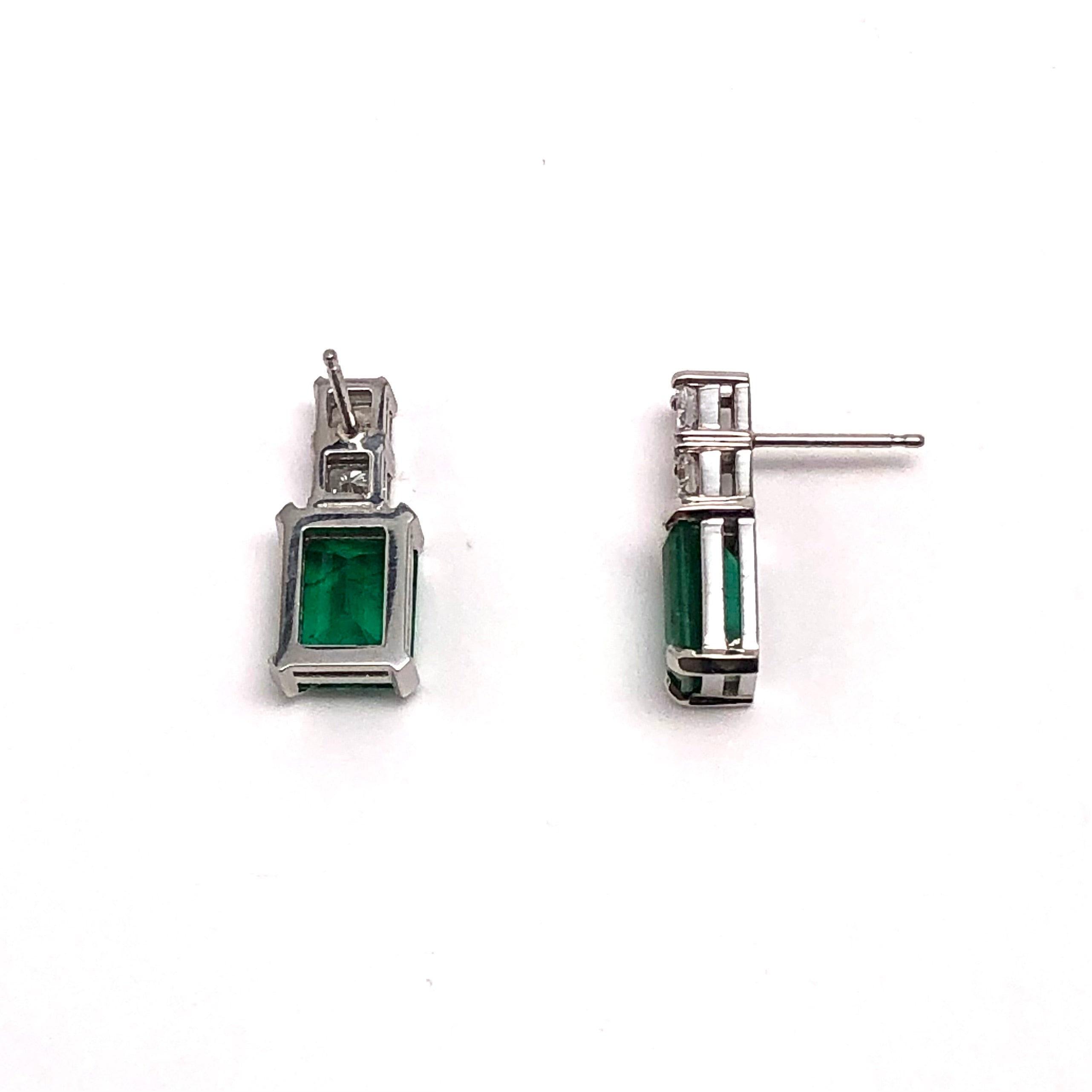 Platinum Emerald & Diamond Earrings