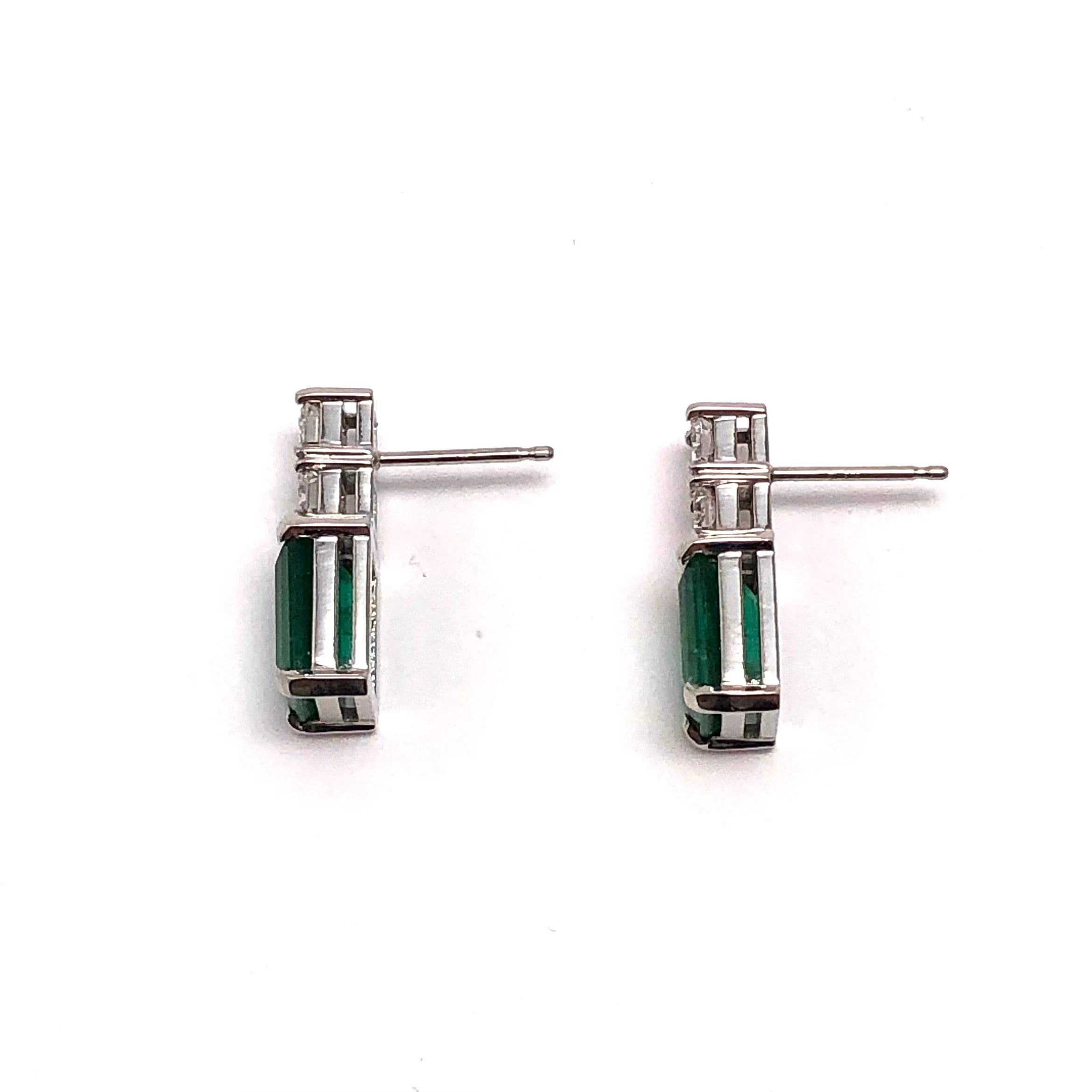 Platinum Emerald & Diamond Earrings