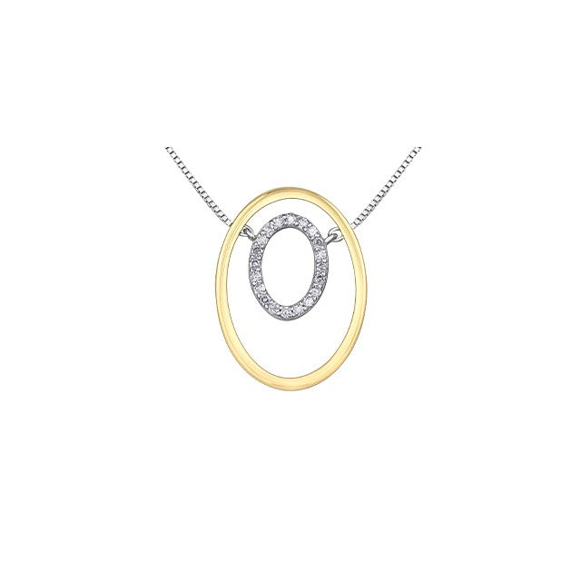 10K Oval Necklace with Diamonds