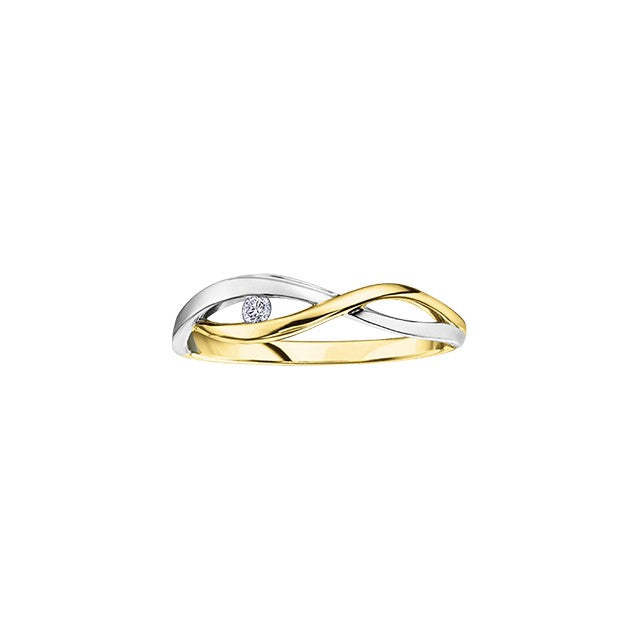 10K Two-tone Wavy Diamond Ring