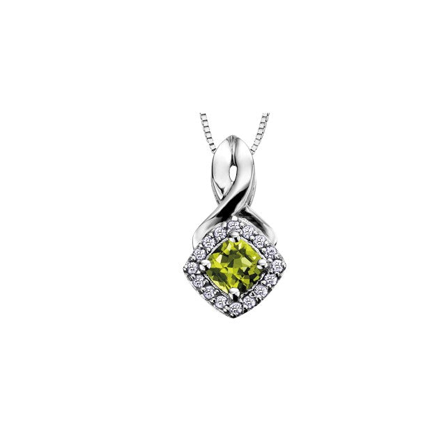10KW White Gold Peridot and Diamond Necklace