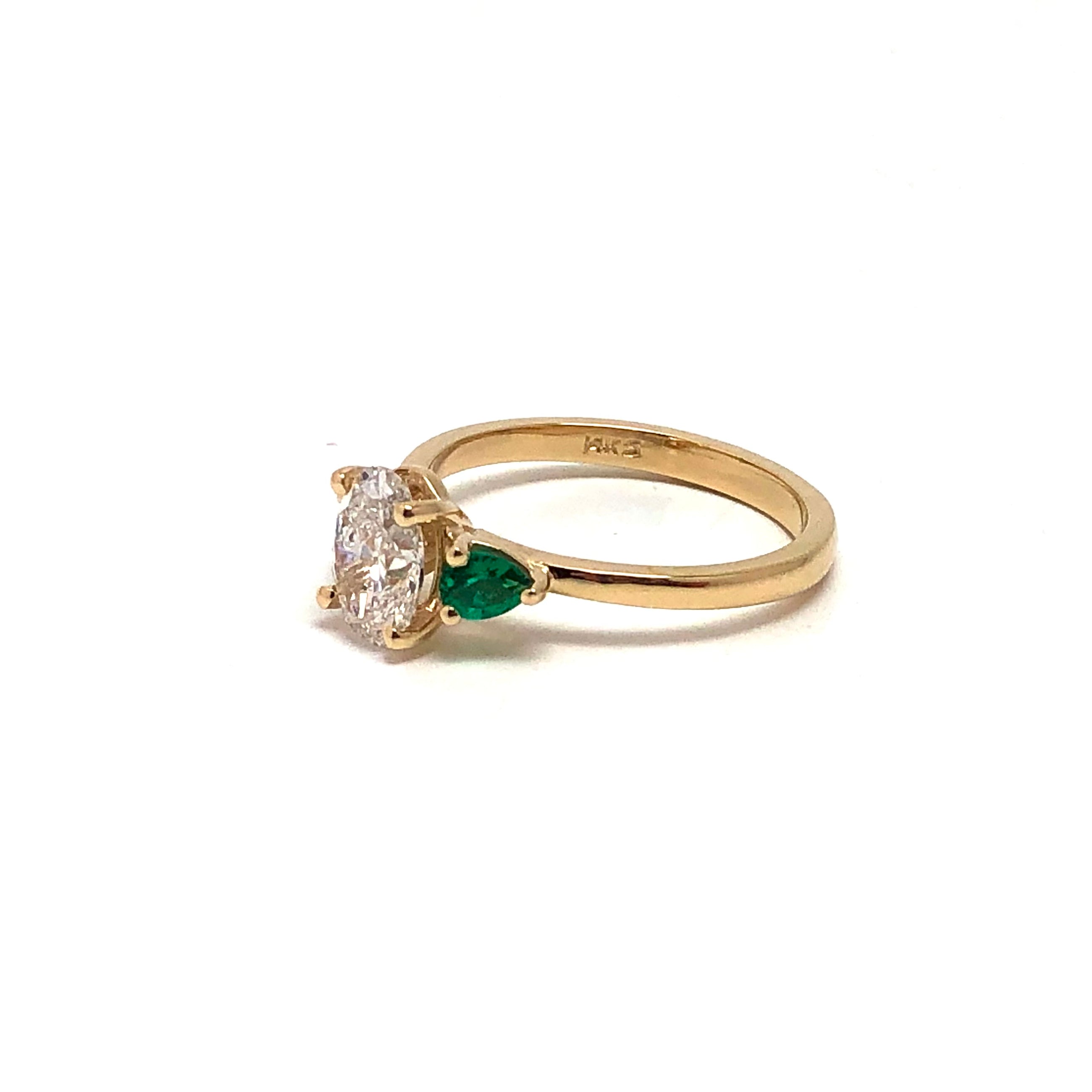 Lab Grown Diamond & Emerald Ring