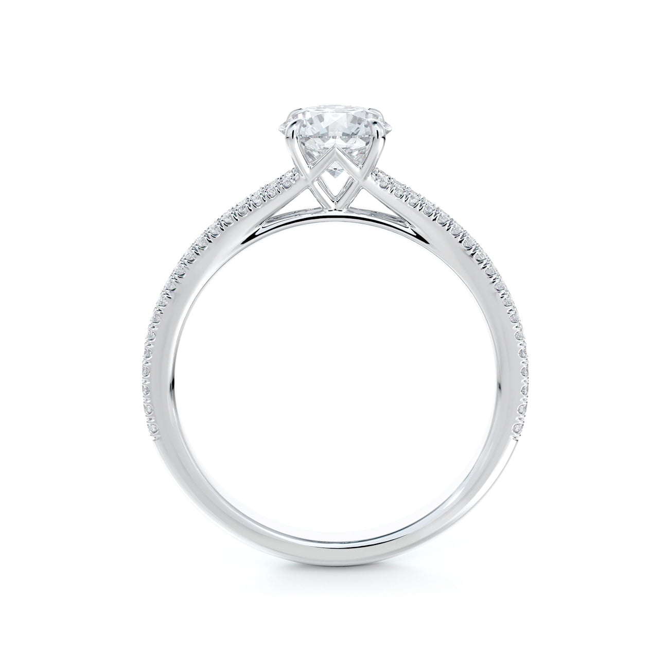 De Beers Forevermark Solitaire 2 Row Pave Diamond Engagement Ring