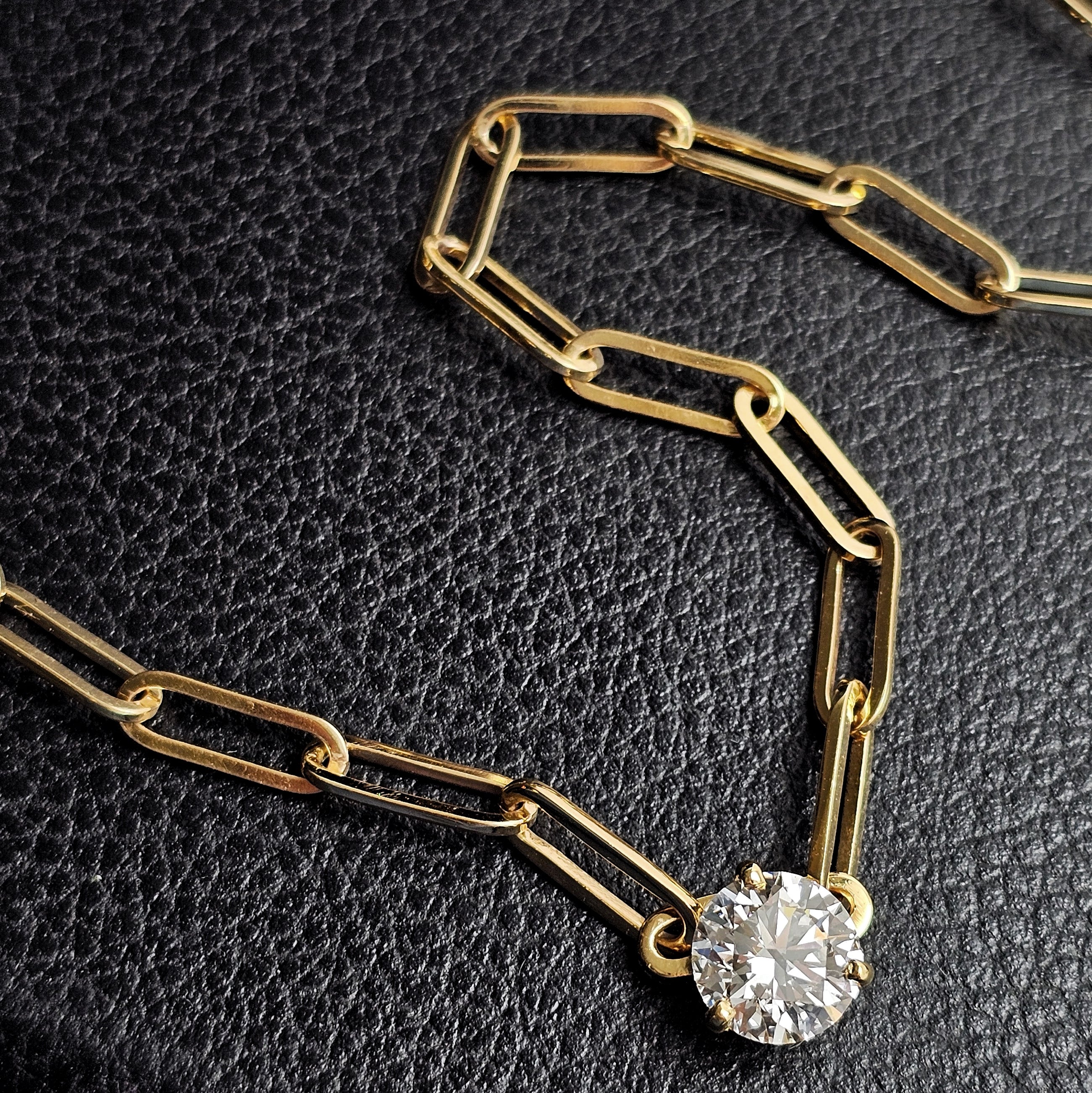 Custom 10K Yellow Gold 2.58ct Lab-Grown Diamond Paperclip Necklace