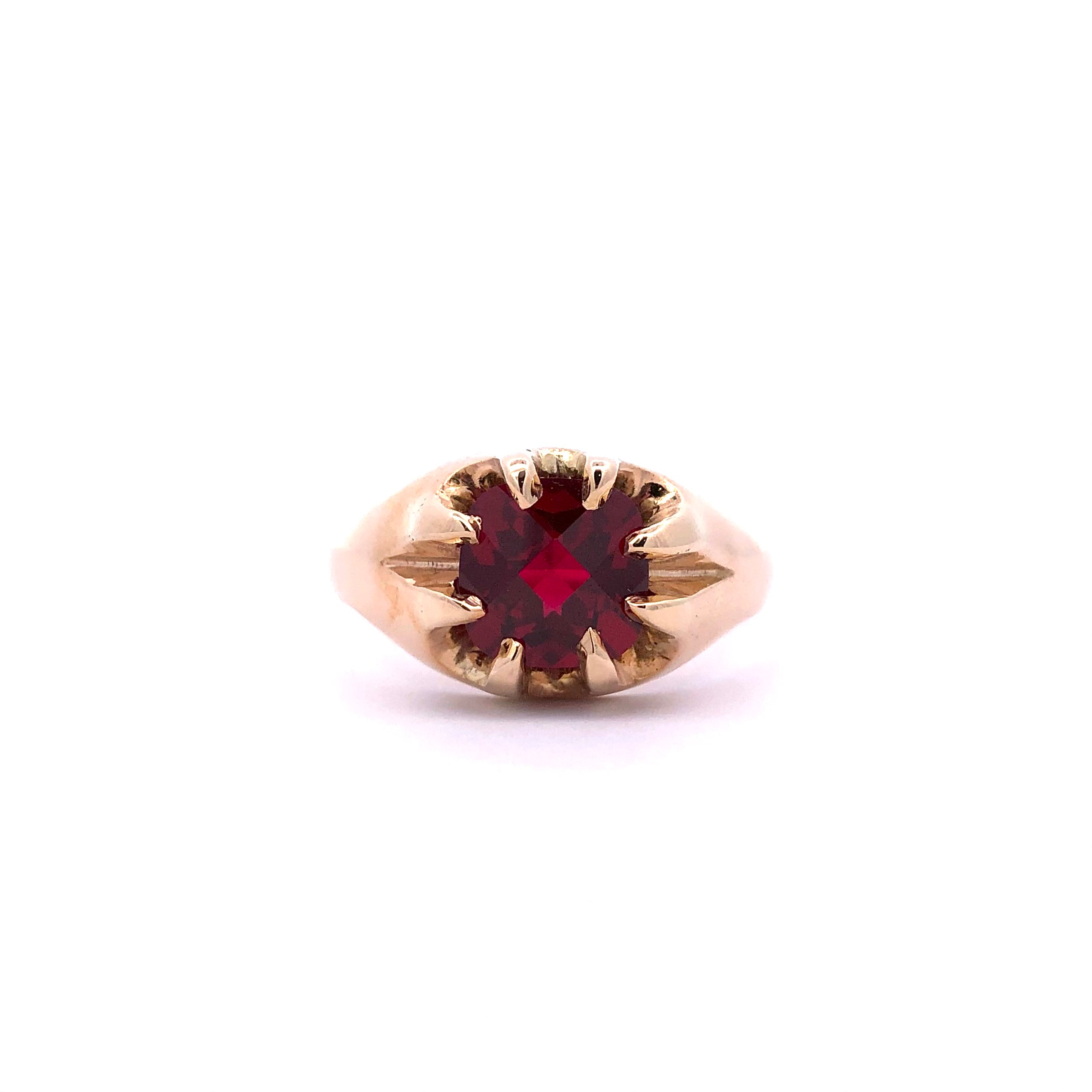 Estate 14KY Synthetic Ruby 8 Claw Ring