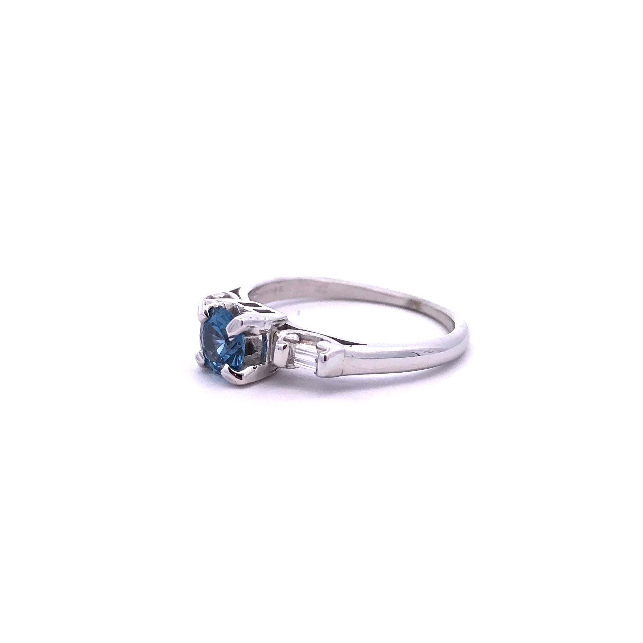 Estate 14KW Synthetic Blue Spinel Ring with Diamonds