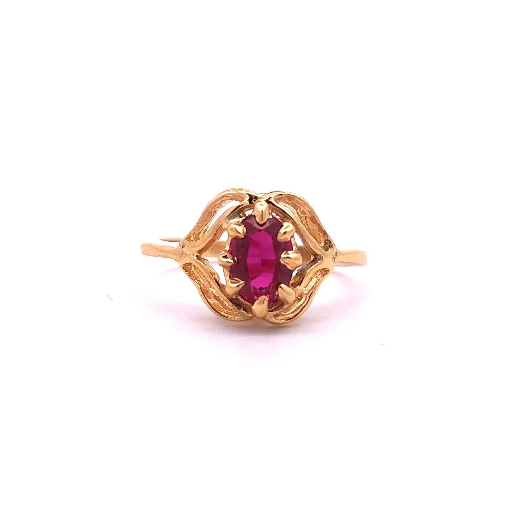 Estate 14KY Oval Synthetic Ruby Dinner Ring