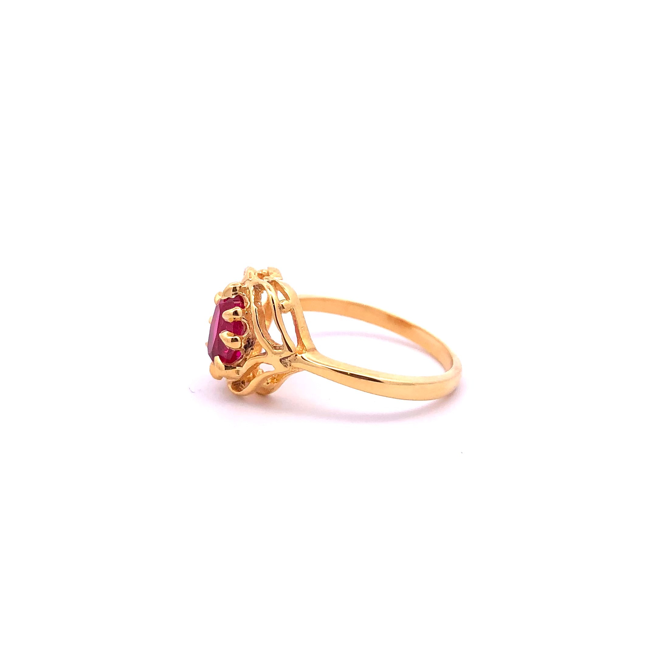 Estate 14KY Oval Synthetic Ruby Dinner Ring