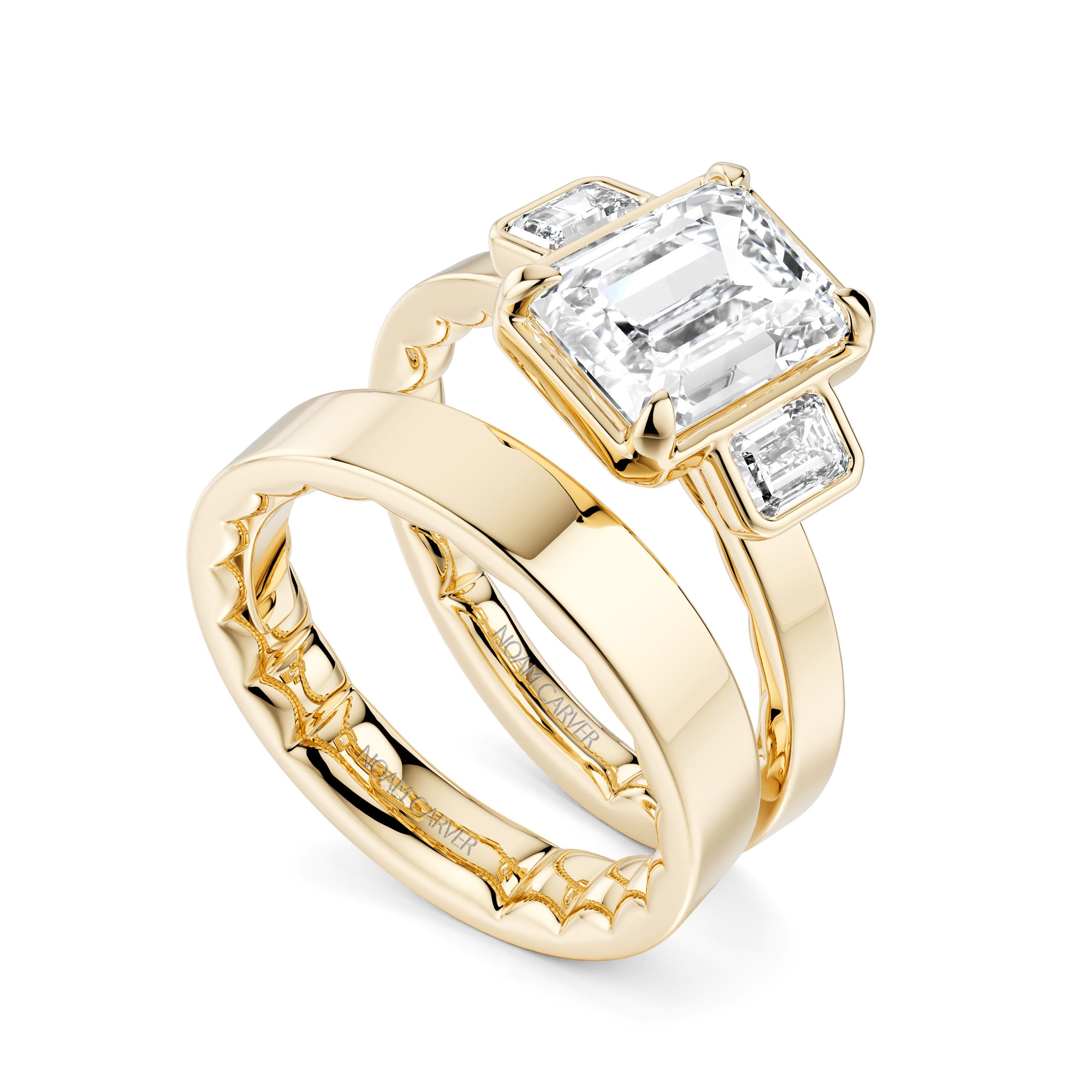 Noam Carver Luna Emerald Diamond Engagement Ring