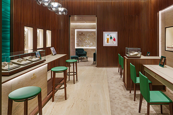 Inside a Rolex boutique.