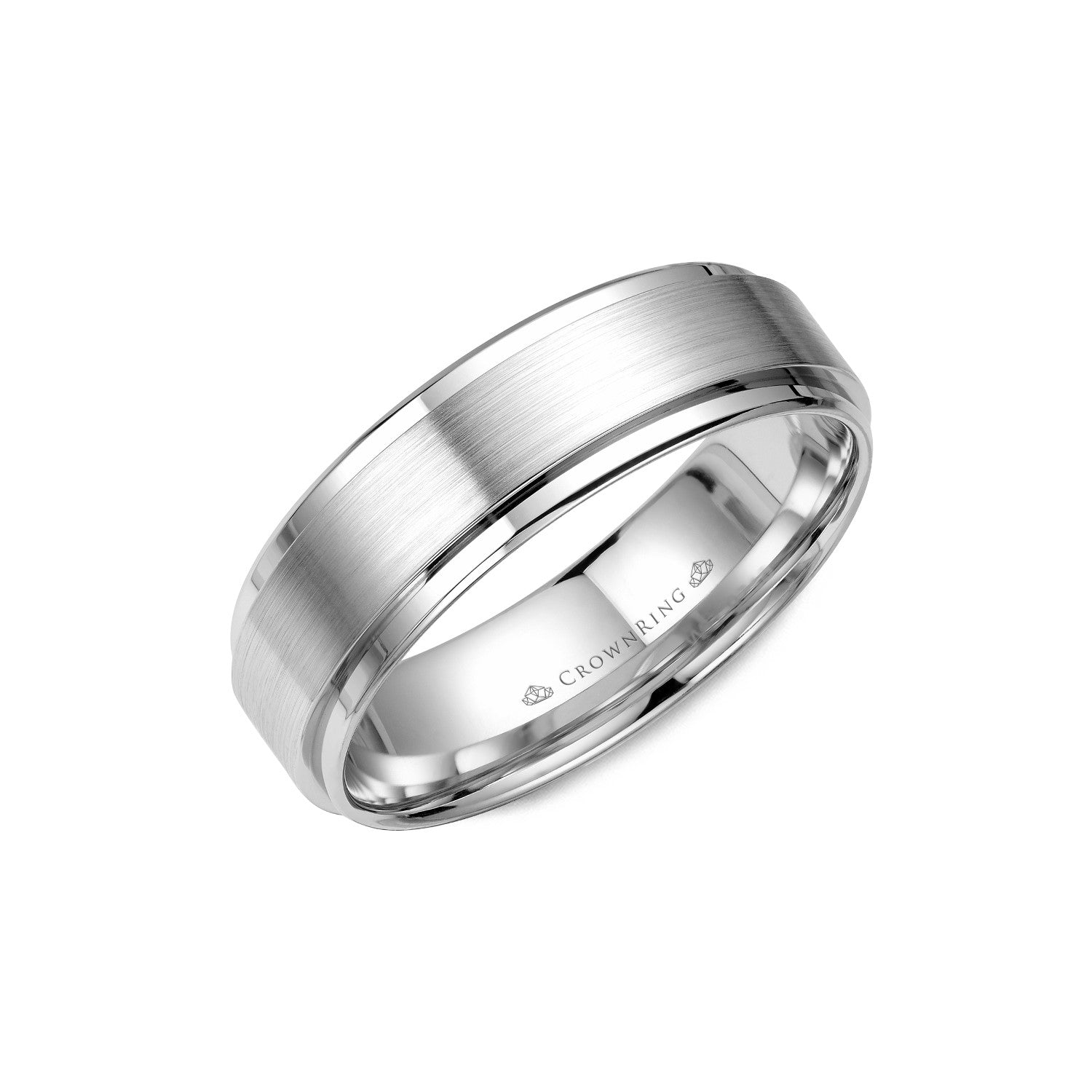 6mm Classic Wedding Band With Sandpaper Top And Raised Edges