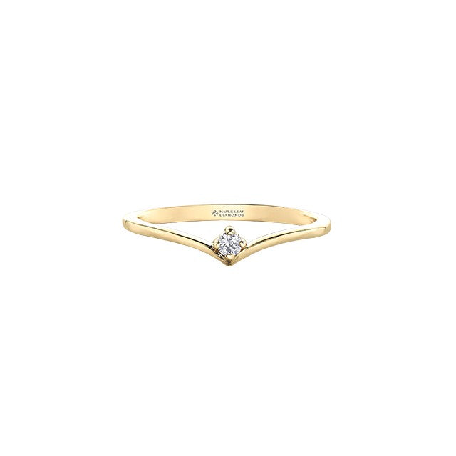 14K Yellow Gold Maple Leaf Diamond Ring