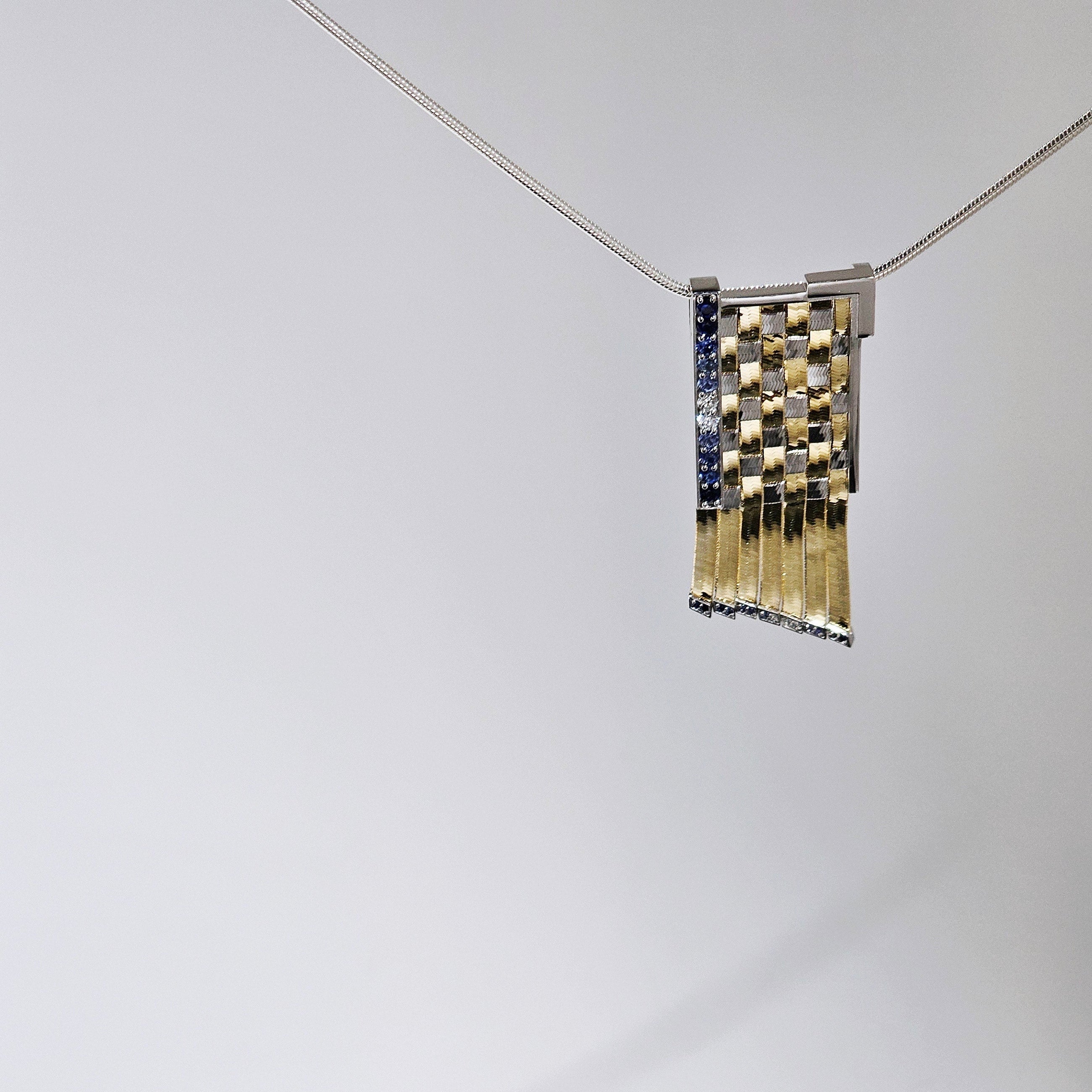 Sapphire & Diamonds Basket Weave Necklace