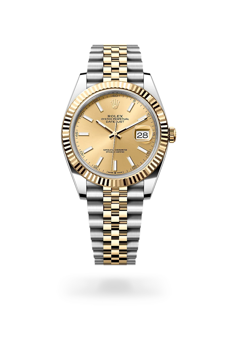 Gold datejust leather strap sale