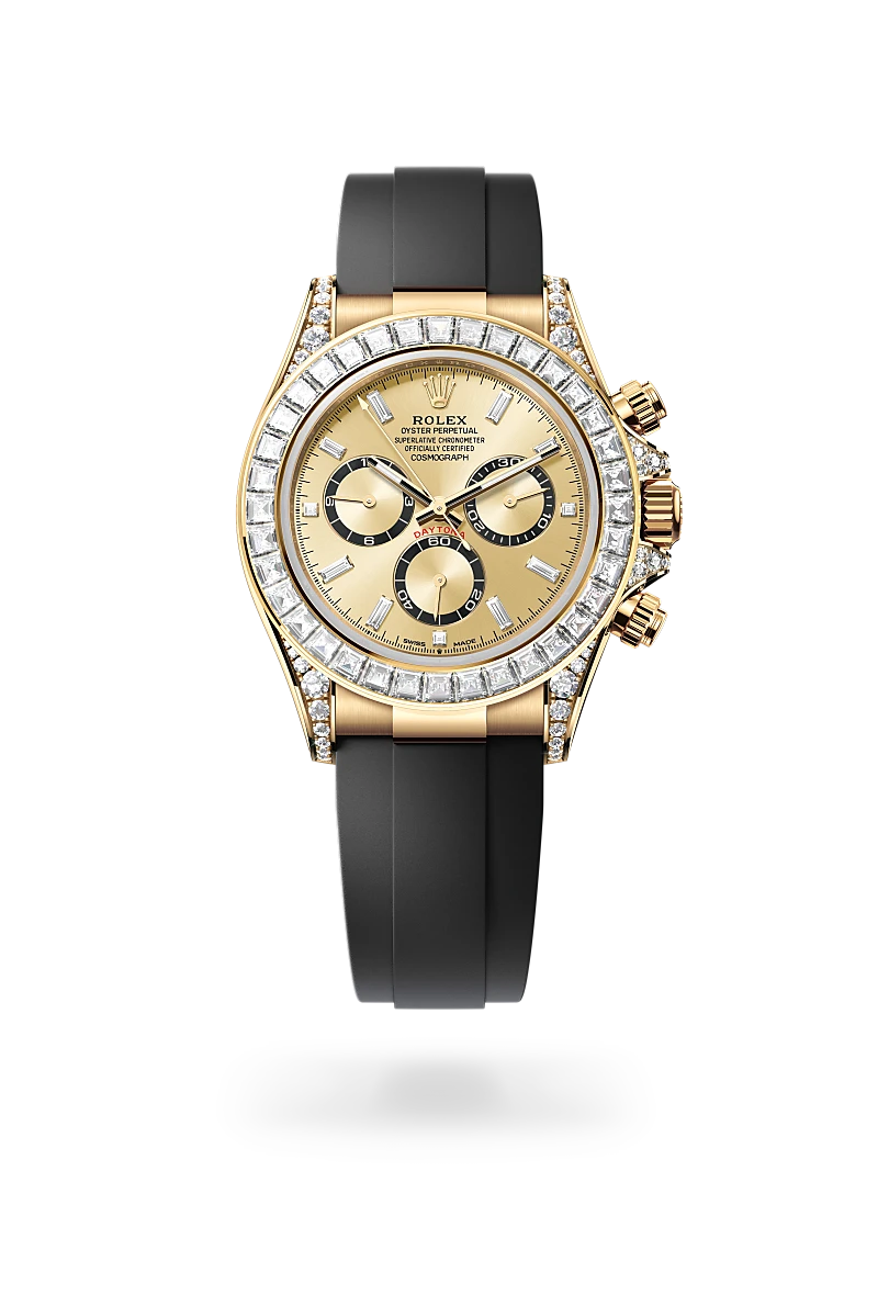 Rolex Cosmograph Daytona in 18 ct yellow gold with lugs set with diamonds M126538TBR 0004 IJL Since 1937