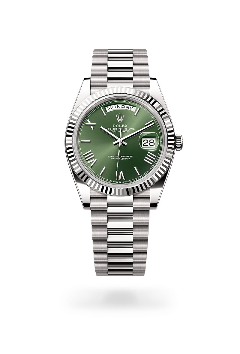 Rolex oyster perpetual day date silver sale