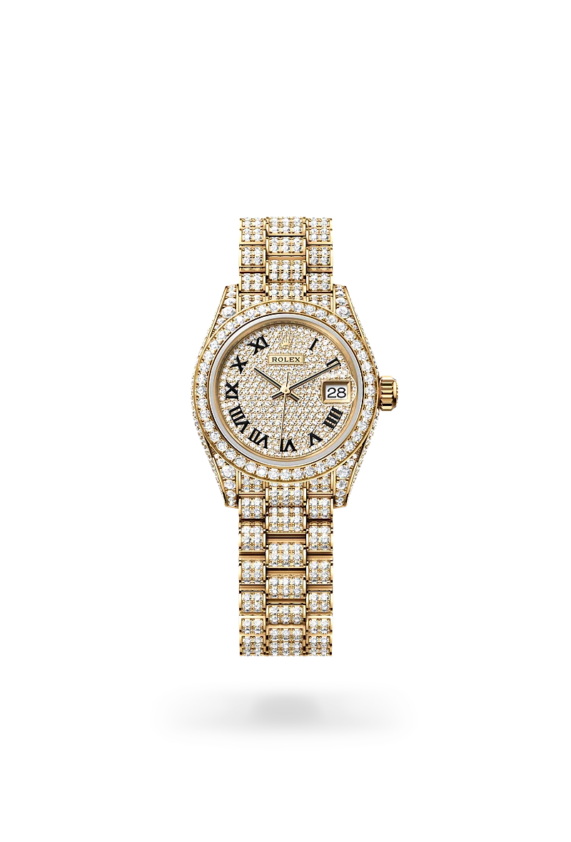 Rolex Lady Datejust in 18 ct yellow gold with case sides and lugs set with diamonds M279458RBR 0001 IJL Since 1937