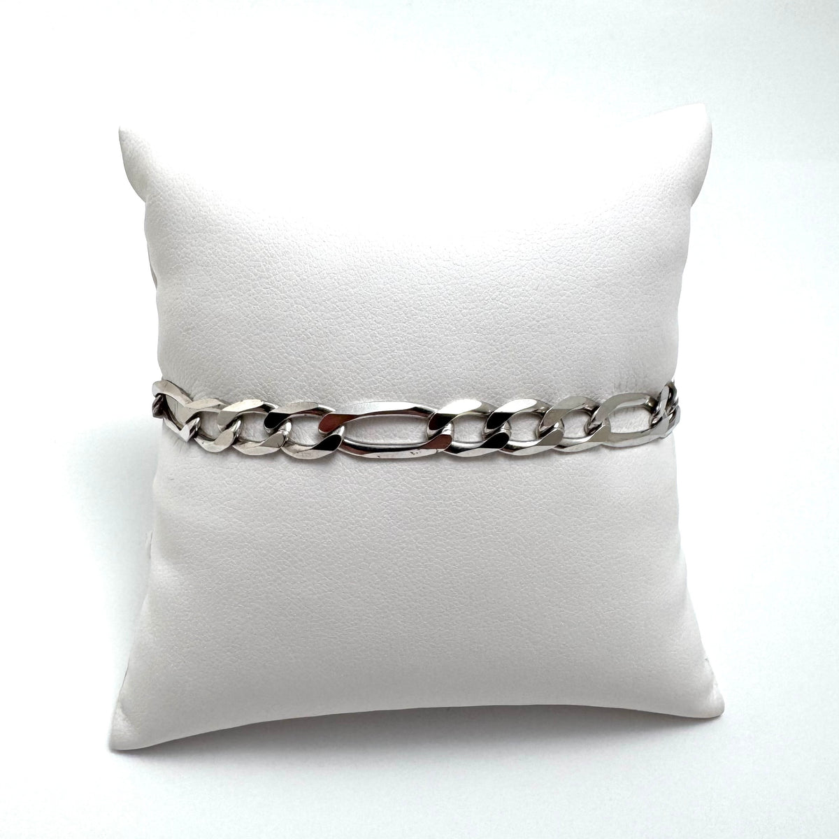 10K White Gold 7.25" Figaro Bracelet