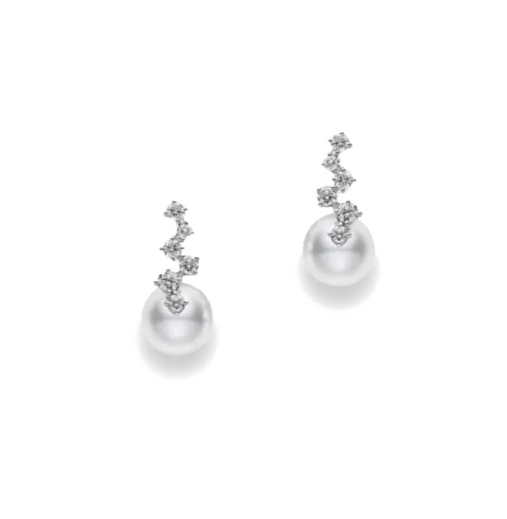 Mikimoto Akoya Pearl and Diamond Earrings