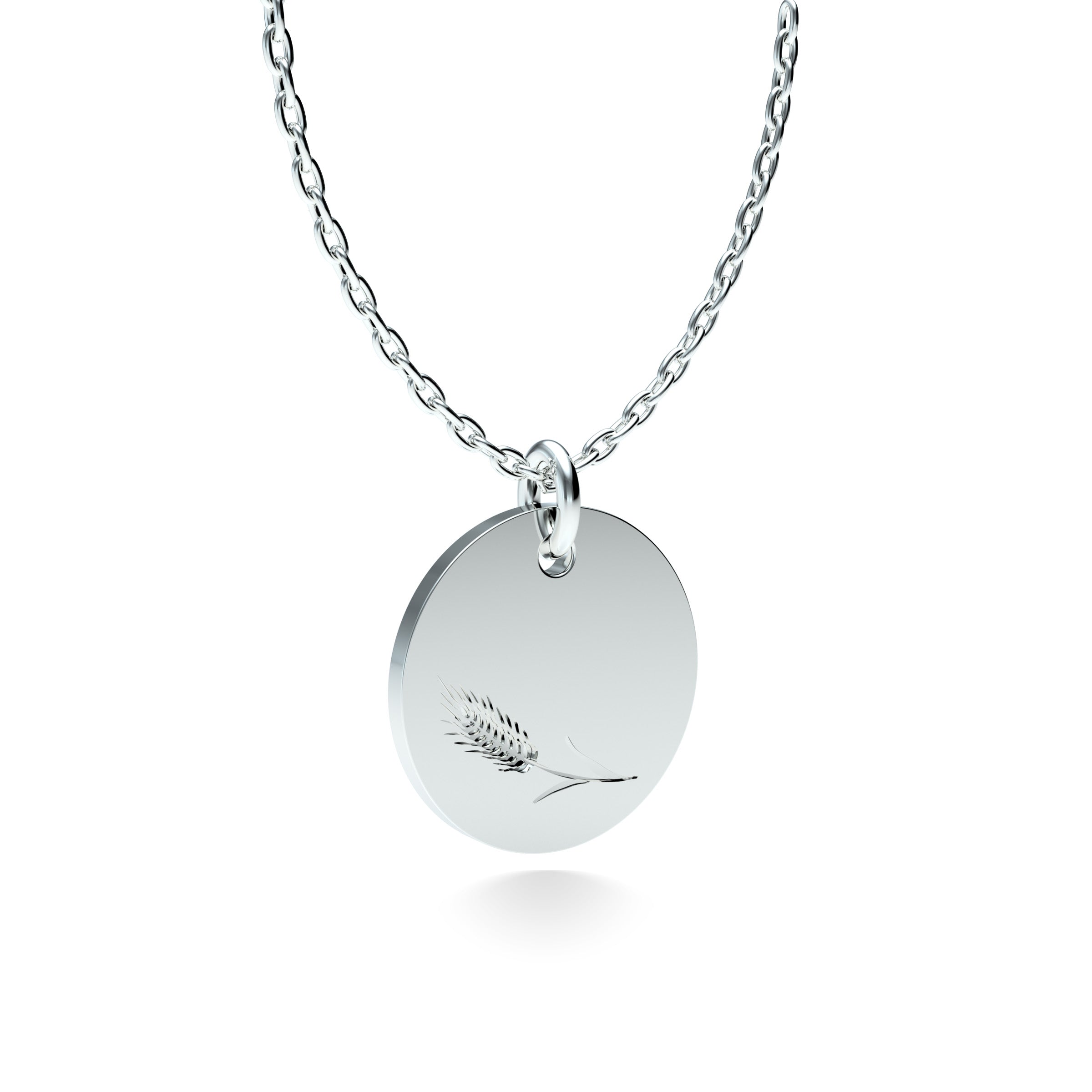 Rhodium Plated Silver Wheat Pendant with 18'' Chain