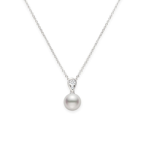 Mikimoto 18KW Akoya and Diamond Necklace
