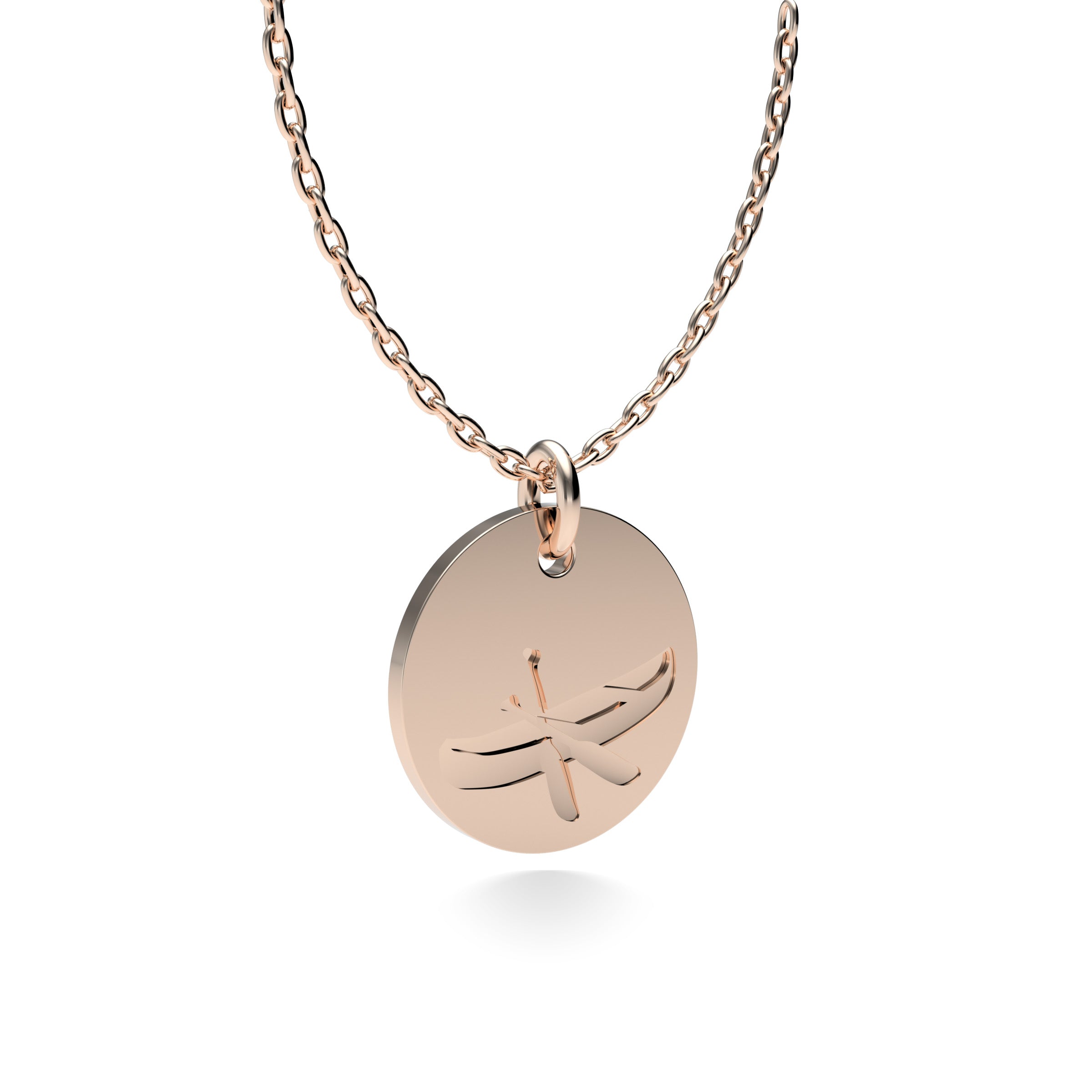 Rose Gold Plated Silver Canoe Pendant with 18'' Chain
