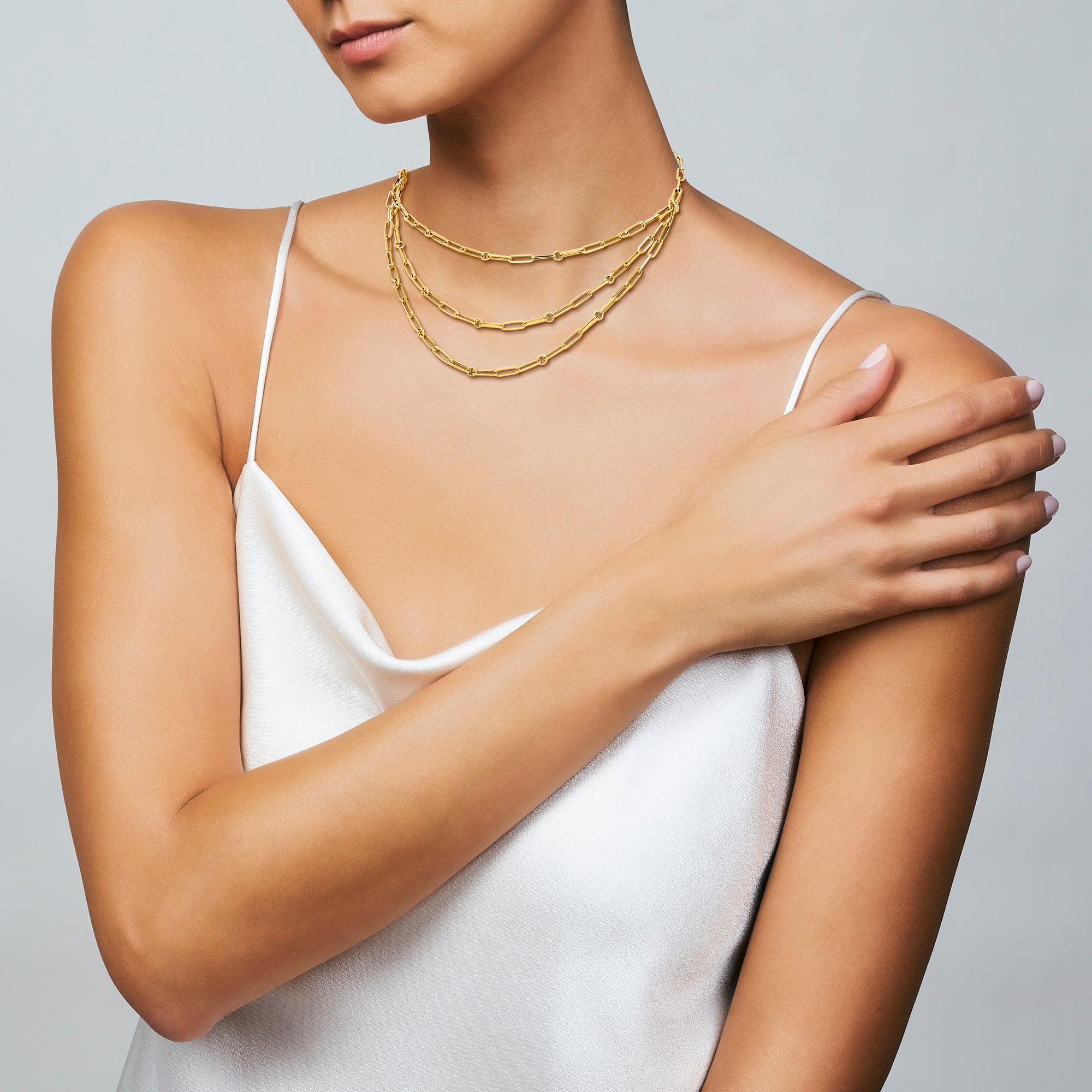Roberto Coin 18KY Designer Gold Triple Strand Necklace