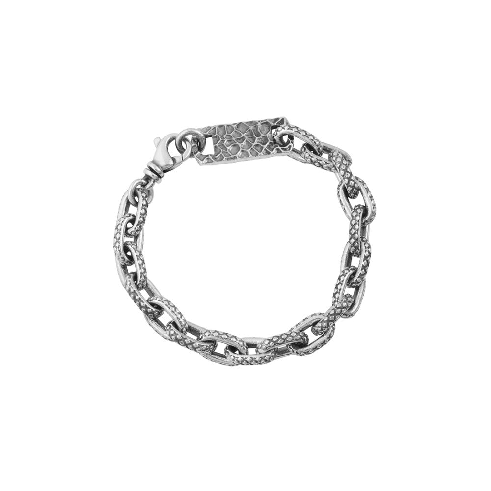 King Baby Oval Link Crosshatch Bracelet