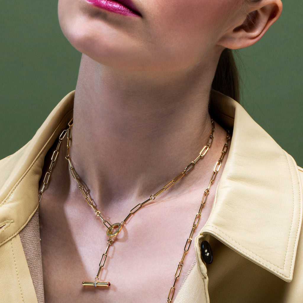 Roberto Coin 18KY Designer Gold Toggle Necklace