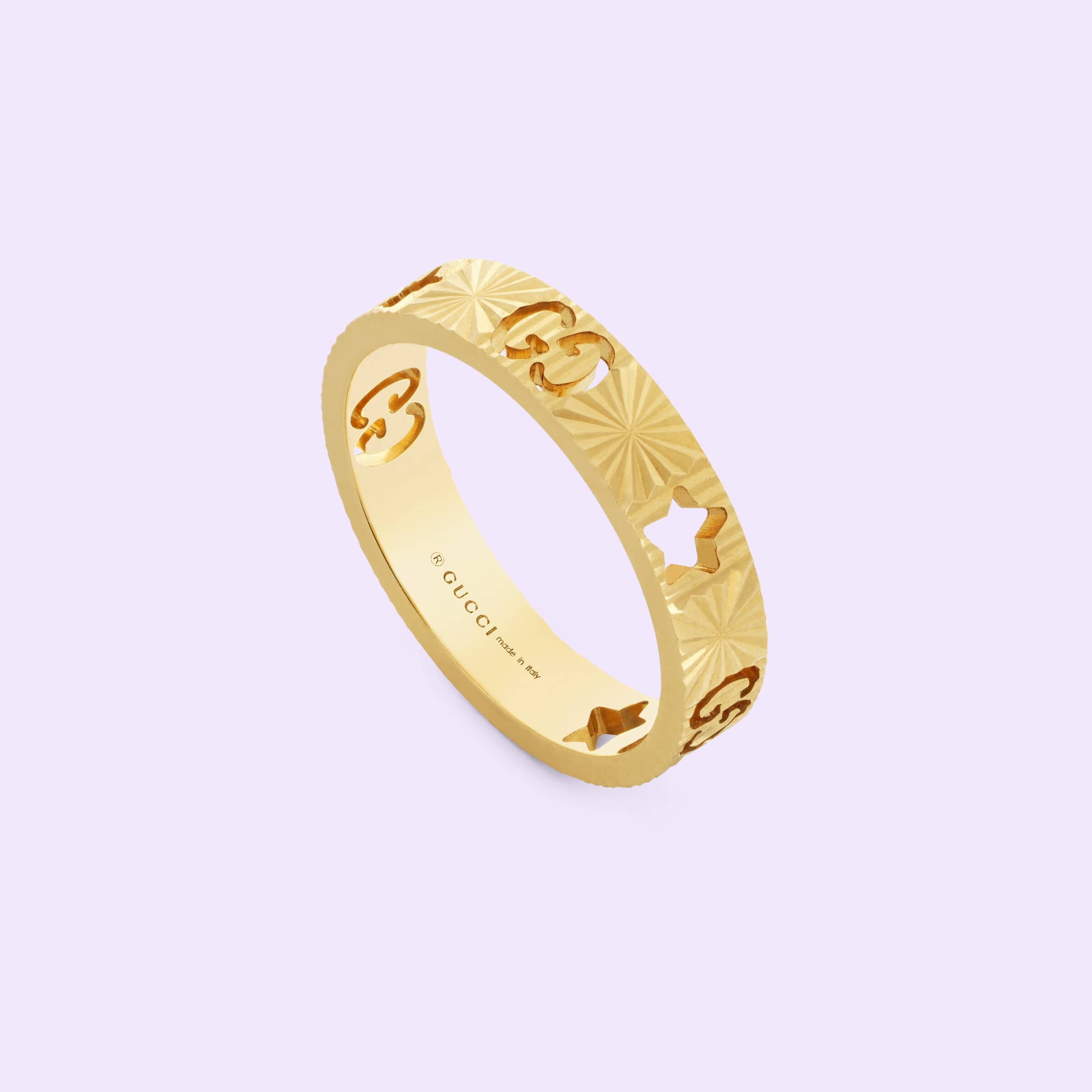 Gucci 18KY 4mm Icon Ring with Star Cutout