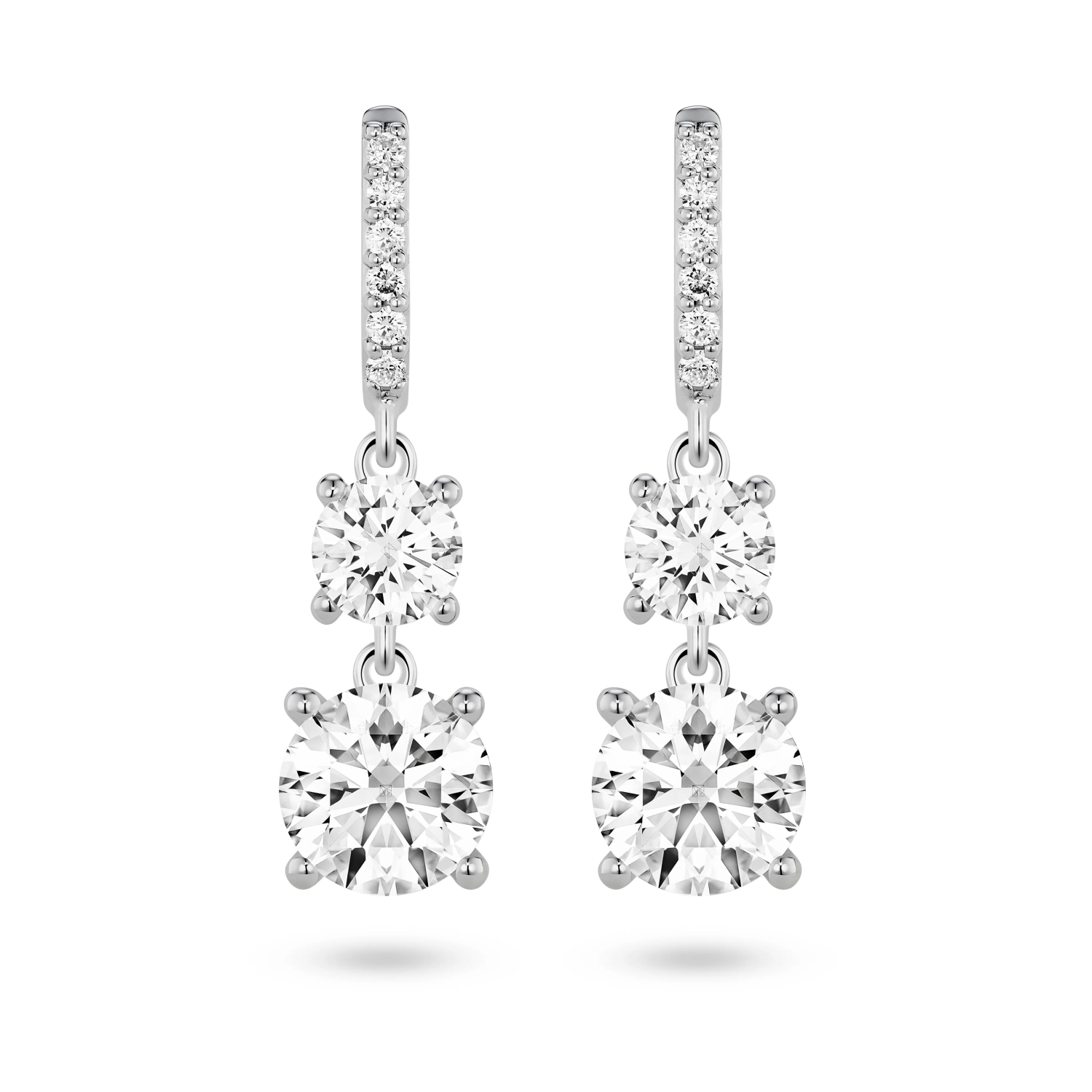 Lightbox Jewelry 14KW 2ctw Solitaire Double Drop Earrings LGD