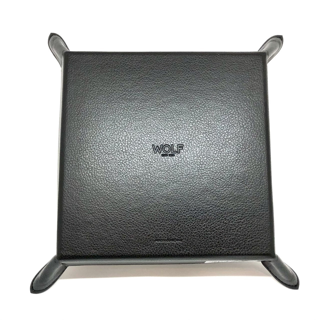 WOLF & IJL Black Leather and Plaid Fabric Accessory Tray