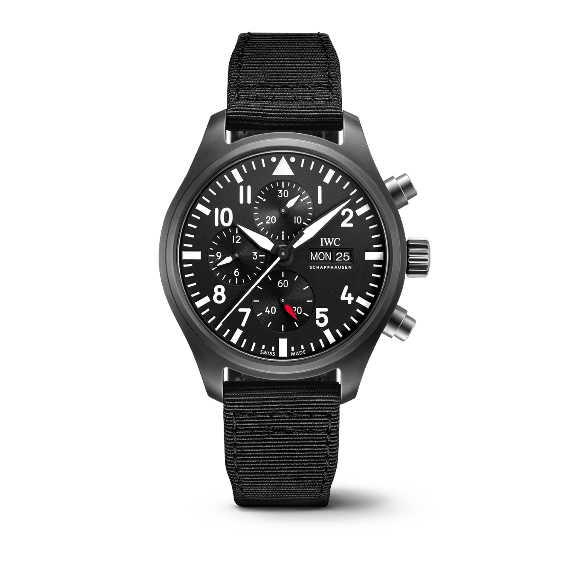 IWC SCHAFFHAUSEN Pilot s TOP GUN Automatic Chronograph 44.5mm Ceramic and Webbing Watch Men Black