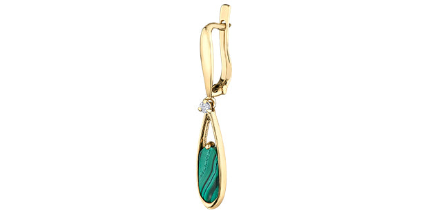 10KY Malachite Dangle Earrings