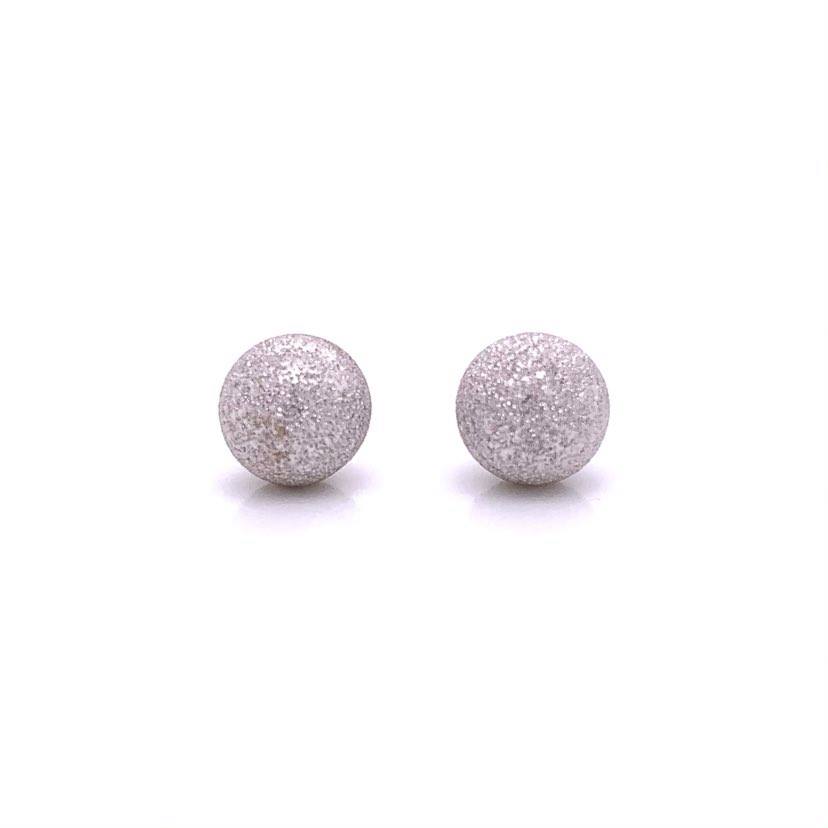 10K White Gold Sparkling Ball Stud Earrings