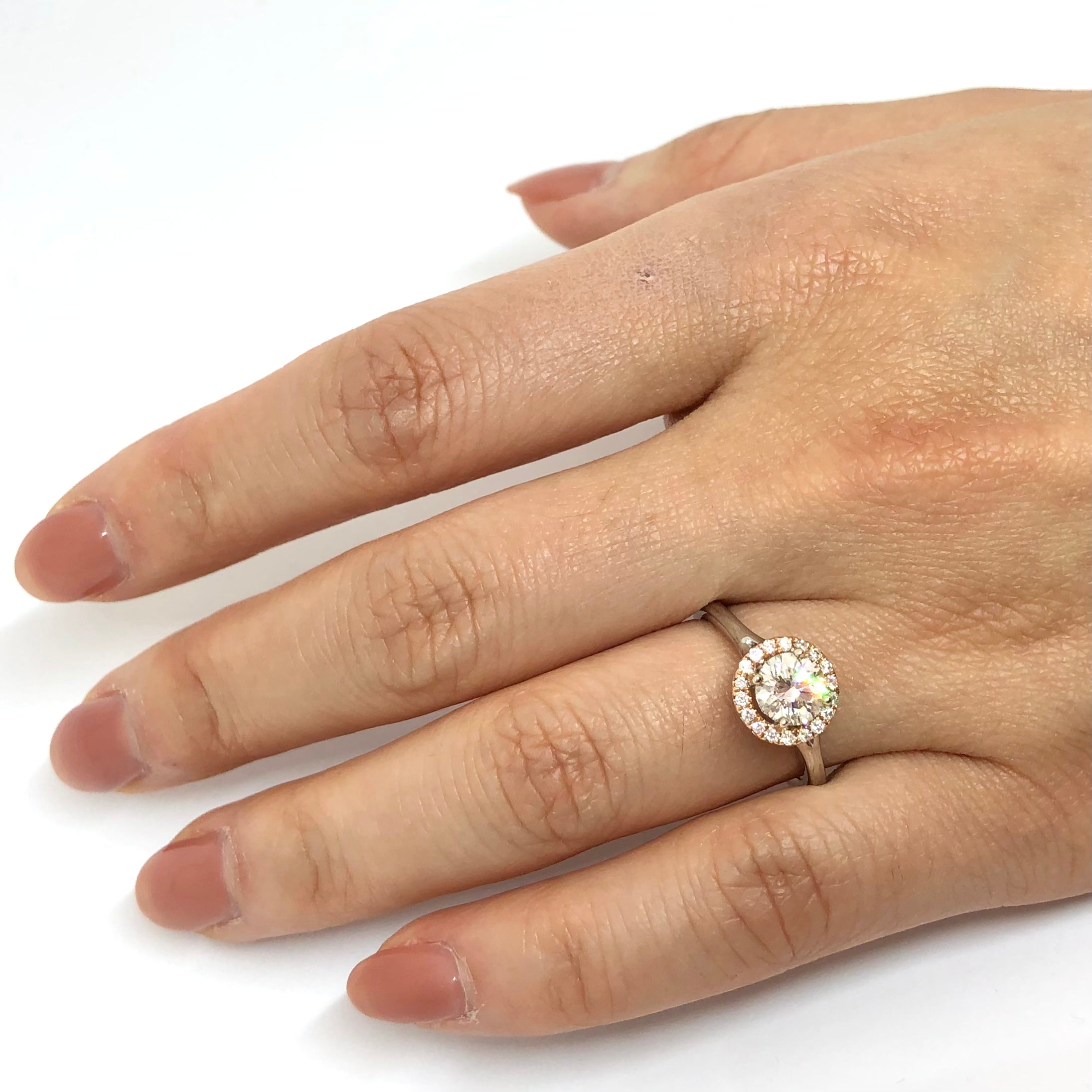 De Beers Forevermark Two-Tone Halo Diamond Engagement Ring