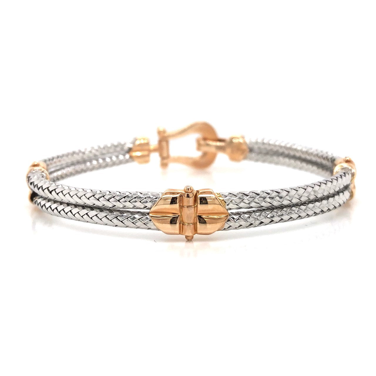 14K Fancy Horseshoe Buckle Bangle Bracelet