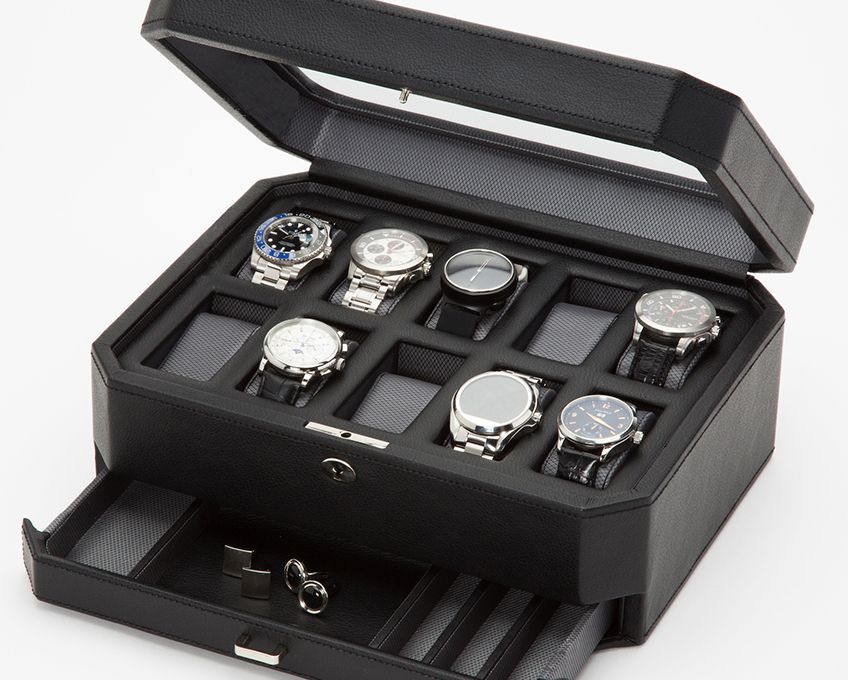 WOLF Windsor 10 Piece Watch Box With Storage
