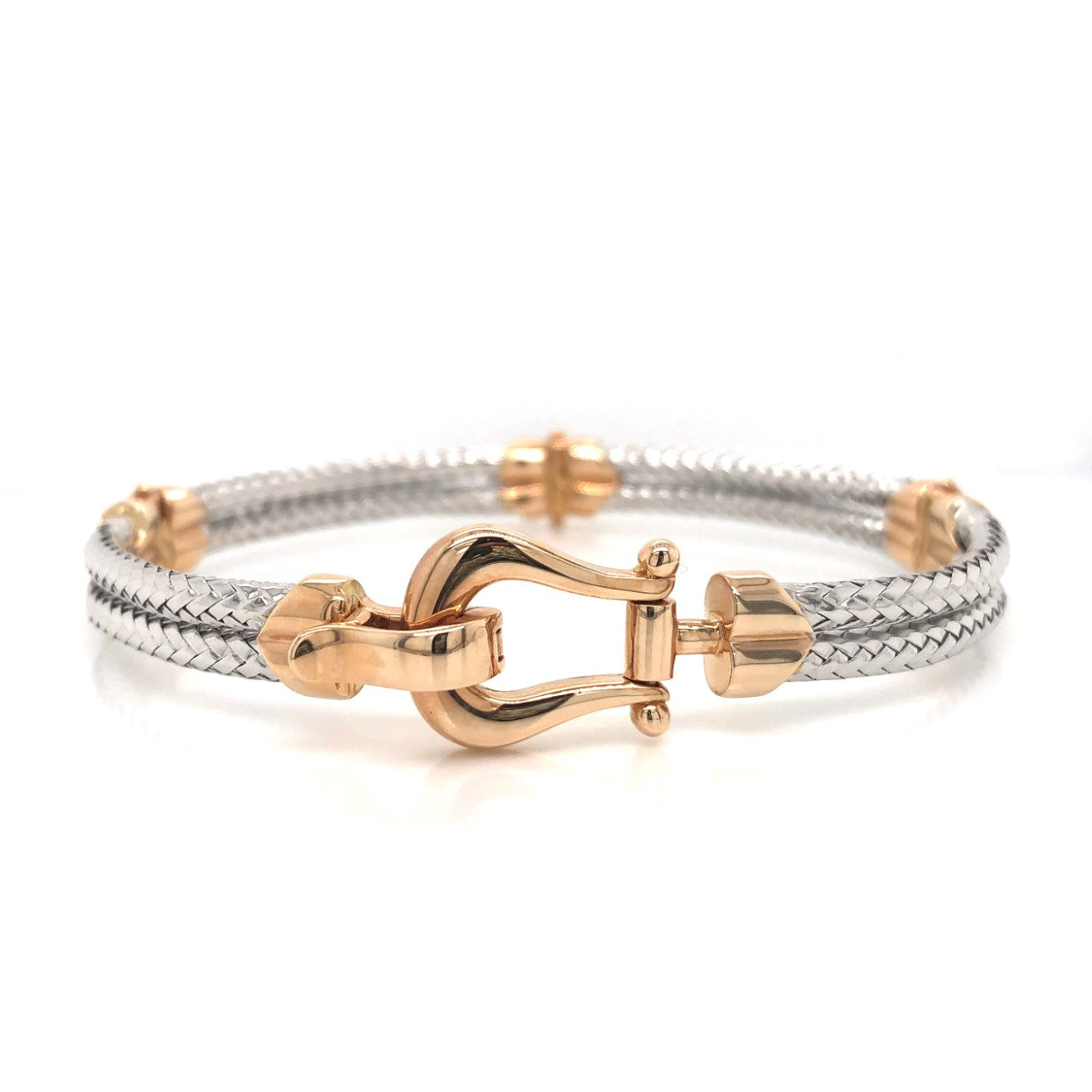14K Fancy Horseshoe Buckle Bangle Bracelet