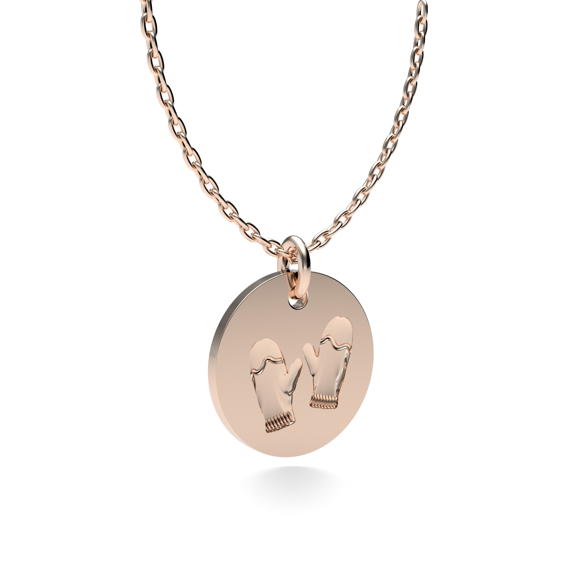 Rose Gold Plated Silver Mittens Pendant with 18'' Chain