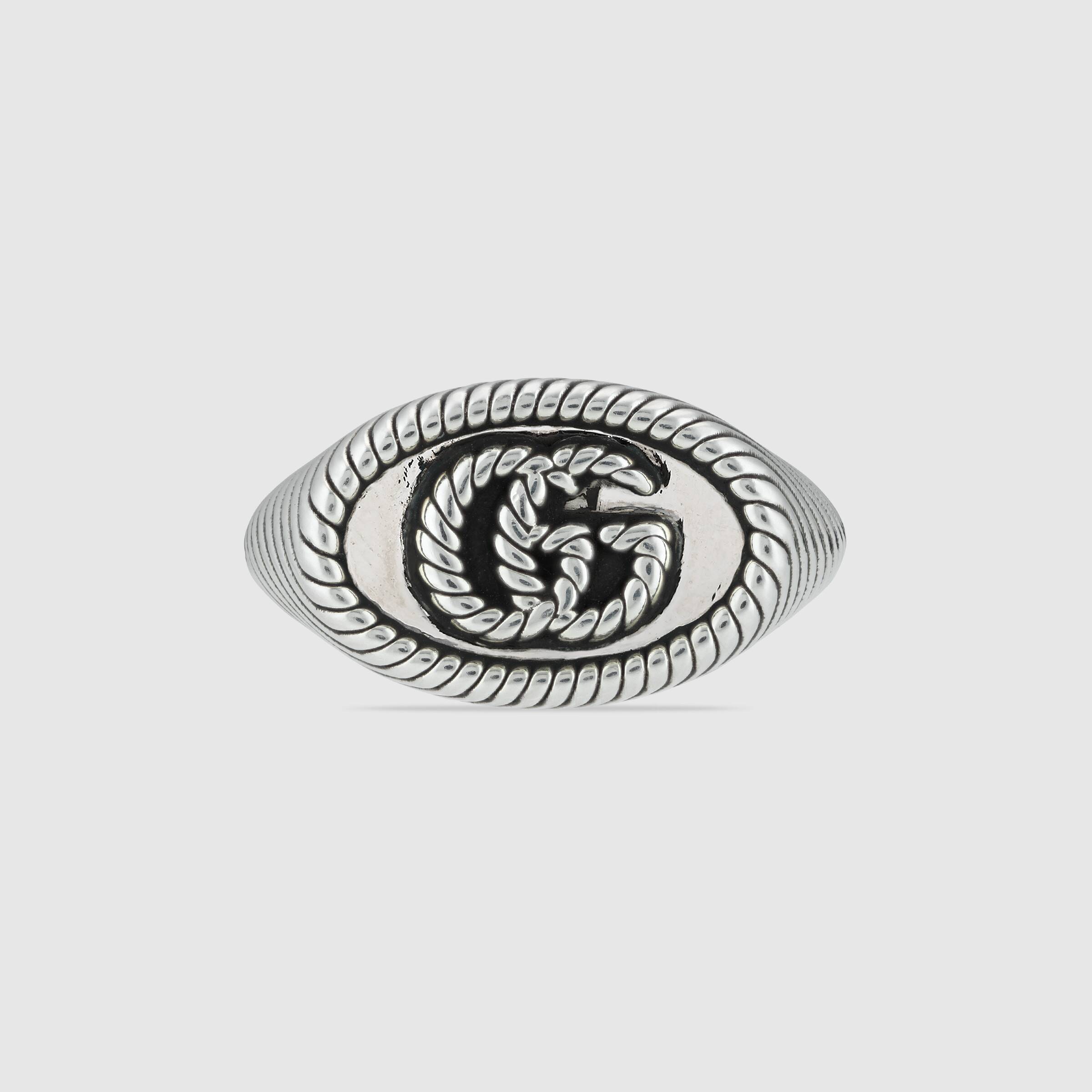 Gucci Silver 12mm Aged Silver Ring