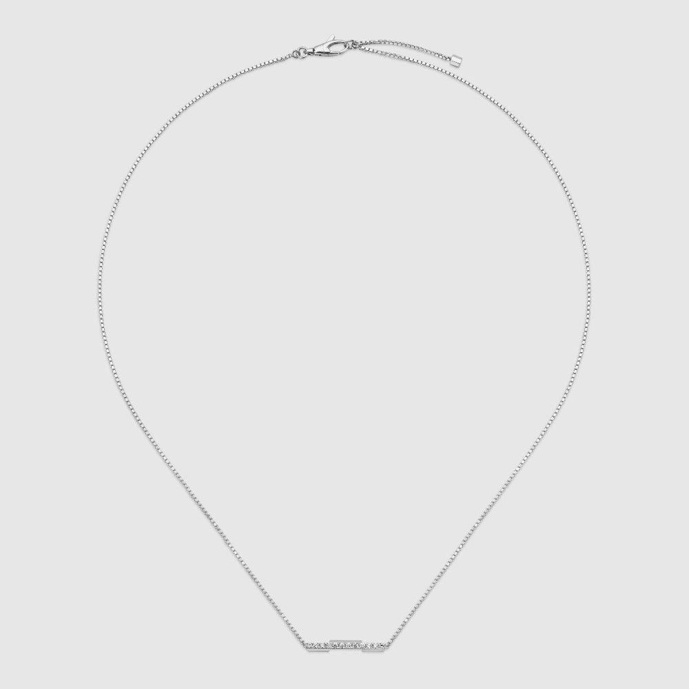 Gucci 18K White and Diamonds Link to Love Necklace