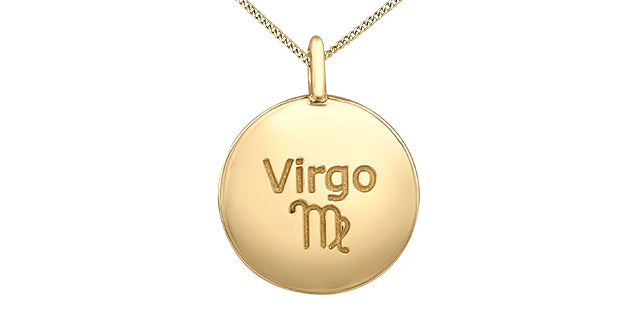 10K Yellow Virgo Zodiac Necklace with Diamonds